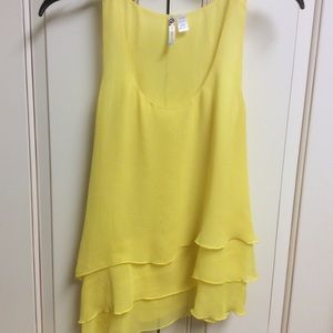 Yellow chiffon sleeveless blouse